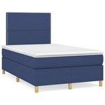 vidaXL Sommier à lattes de lit avec matelas bleu 120x190 cm tissu