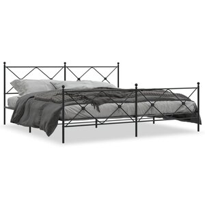 vidaXL Cadre de lit métal sans matelas avec pied de lit noir 200x200cm