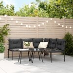 vidaXL Canapé de jardin avec coussins forme de L noir acier textilène