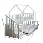 Lit cabane mi-haut pin vert