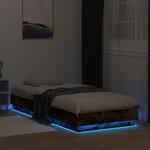 vidaXL Cadre de lit avec lumières LED chêne fumé 90x200 cm