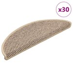 vidaXL Tapis d'escalier autocollants 30 Pièces 56x17x3 cm beige foncé