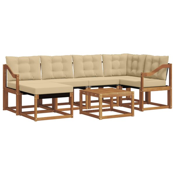 vidaXL Ensemble de canapés d'extérieur 7 pc Naturel et Beige
