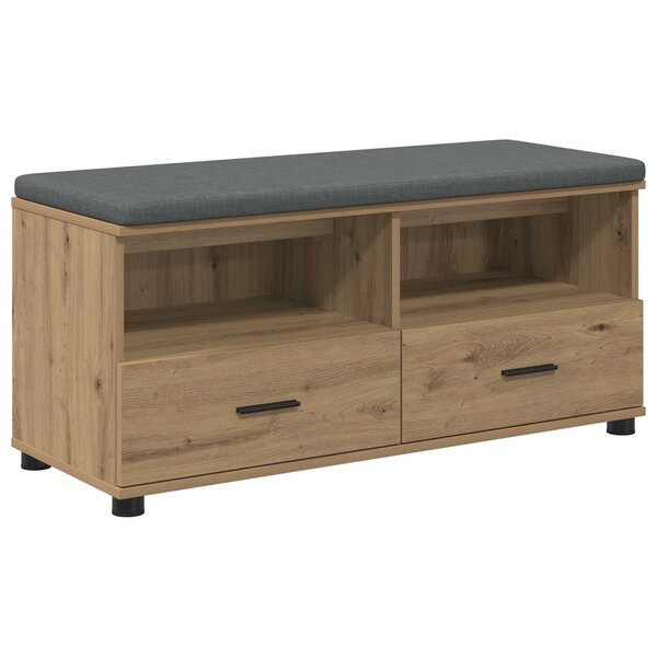 vidaXL Banc d'entrée avec coussin Chêne artisanal 100 x 38 x 46 cm