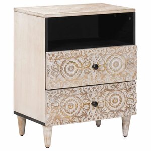 vidaXL Armoire de lit Blanc 50 x 33 x 60 cm Bois de mangue massif