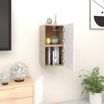 vidaXL Meubles TV muraux 2 Pièces Blanc et chêne sonoma 30 5x30x30 cm