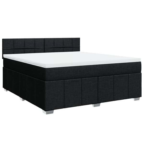 vidaXL Sommier à lattes de lit avec matelas Noir 180x200 cm Tissu