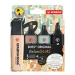Etui carton x 4 surligneurs BOSS ORIGINAL NatureCOLORS Assortis dont 1 Noir STABILO
