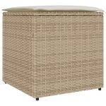 vidaXL Boîte de Rangement Beige et crème Effet rotin  coussin en polyester