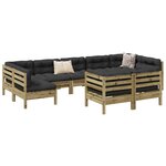 vidaXL Salon de jardin 9 Pièces avec coussins bois de pin imprégné