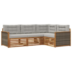 vidaXL Ensemble de canapés d'extérieur 4 pc Naturel et gris clair