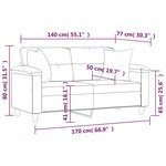 vidaXL Canapé 2 places avec oreillers gris foncé 140 cm