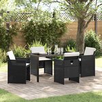 vidaXL Ensemble de salle à manger pour jardin 5 Pièces Noir Poly rotin