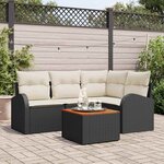 vidaXL Ensemble de canapé de jardin 5 Pièces Noir Poly rotin