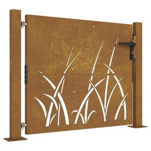 vidaXL Portail de jardin 105x80 cm acier corten conception d'herbe