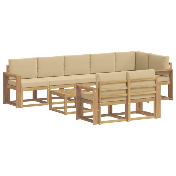 vidaXL Ensemble de canapés d'extérieur 9 pc Blanc et Beige Polyester