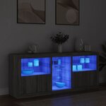 vidaXL Buffet avec lumières LED sonoma gris 162x37x67 cm