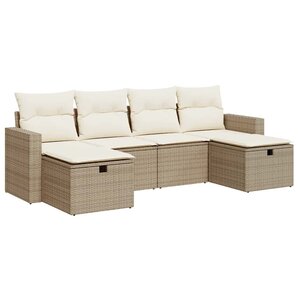vidaXL Salon de jardin avec coussins 6 Pièces beige résine tressée