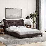 vidaXL Cadre de lit avec LED sans matelas marron foncé 140x190cm tissu
