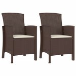 vidaXL Salon de jardin 3 Pièces avec coussins Rotin PP Marron