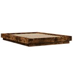 vidaXL Cadre de lit et lumières LED sans matelas chêne fumé 120x200 cm