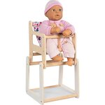 Goki 51483 - Chaise haute en bois pour poupée avec table 2 en 1