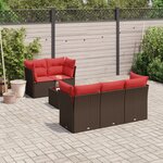 vidaXL Salon de jardin 6 Pièces avec coussins marron résine tressée