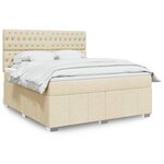 vidaXL Sommier à lattes de lit avec matelas Crème 180x200 cm Tissu