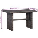 vidaXL Ensemble de bistro 3 Pièces avec coussins gris résine tressée