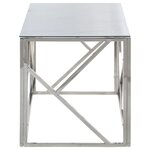 vidaXL Table basse argenté acier inoxydable et verre trempé