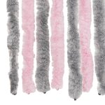 vidaXL Rideau anti-mouches gris argenté et rose 100x220 cm chenille