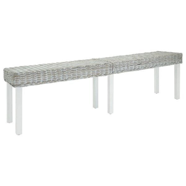 vidaXL Banc Blanc 160x35x45 cm Rotin kubu naturel et acajou solide
