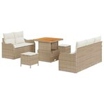 vidaXL Ensemble de canapé de jardin 8 Pièces Beige polyrotin
