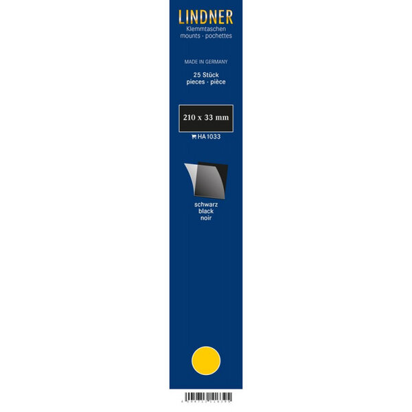 Bandes simple soudure 210 x 33 mm pour timbres-poste. Fond - Noir