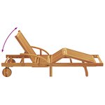vidaXL Chaise longue pliable avec roues et coussin taupe en bois massif d'acacia