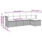 vidaXL Salon de jardin 5 Pièces avec coussins gris clair résine tressée