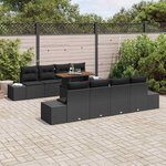 vidaXL Ensemble de canapé de jardin 9 Pièces Noir Poly rotin