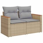 Set de Canapés de Jardin 8 pièces avec Coussins Beige en Rotin Synthétique Acacia