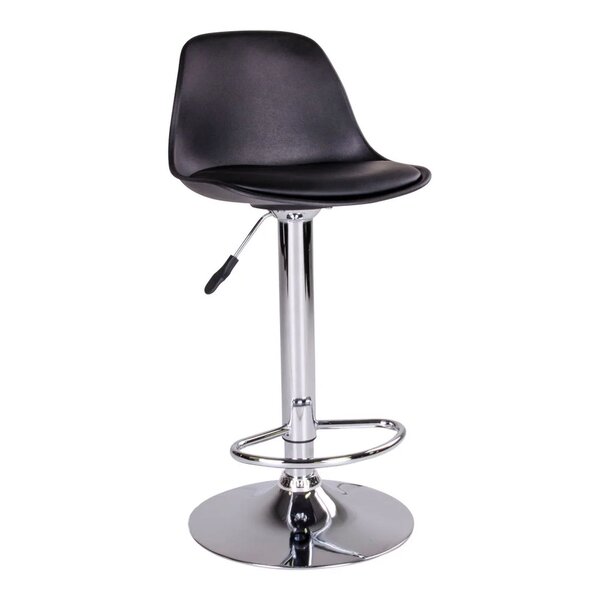 2 chaises de bar noires avec pieds chromés