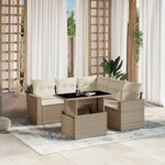 vidaXL Salon de jardin avec coussins 6 Pièces beige résine tressée