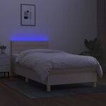 vidaXL Sommier à lattes de lit avec matelas LED Crème 90x200 cm Tissu