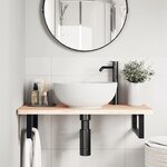 vidaXL Étagère de vasque murale acier et bois massif de hêtre