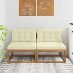 vidaXL Sofa de milieu extérieur avec coussin 2 Pièce Naturel