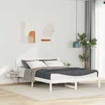vidaXL Cadre de lit avec tables de chevet Blanc Bois massif en pin