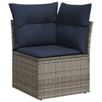 vidaXL Salon de jardin 9 Pièces avec coussins gris résine tressée