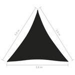 vidaXL Voile de parasol tissu oxford triangulaire 3 6x3 6x3 6 m noir