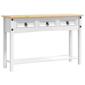 vidaXL Table d'appoint avec tiroir Blanc 114 x 34 5 x 73 cm Pin massif
