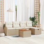 vidaXL Ensemble de canapé de jardin 6 Pièces Beige Poly rotin