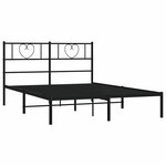 vidaXL Cadre de lit métal sans matelas avec tête de lit noir 150x200cm