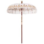 vidaXL Parasol Crème x 250 cm Coton et bois massif